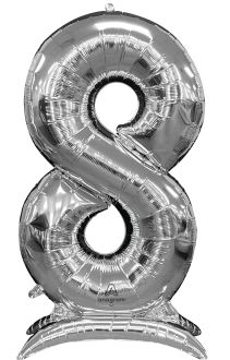 50" Stand-Up Silver Number 8 Balloon