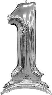 50" Stand-Up Silver Number 1 Balloon