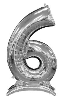 50" Stand-Up Silver Number 6 Balloon