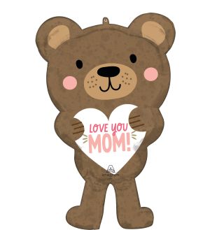 Supershape Love You Mom Bear Heart Balloon