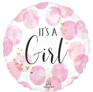 Standard Baby Girl Pink Watercolor Balloon