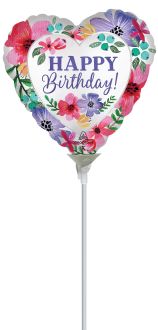 04" Satin Happy Birthday Florals Balloon