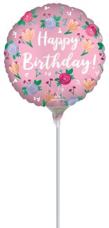 04" Satin Happy Birthday Peony Balloon