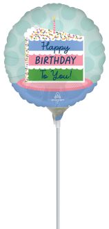 09" Satin Happy Birthday Cake Balloon