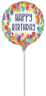 09" Satin Painterly Dots Birthday Balloon