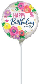 04" Satin Artful Floral Birthday Balloon