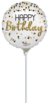 09" Black Silver Gold Birthday Balloon