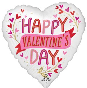 Standard Happy Valentines Day Satin Botanical Traces Balloon