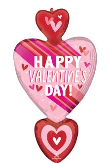 SuperShape Happy Valentines Day Hearts and Stripes Balloon