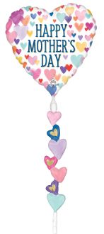 Airwalker Tail Happy Mothers Day Sprinkled Hearts Balloon