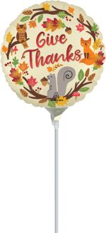 09" Satin Happy Fall Give Thanks Balloon