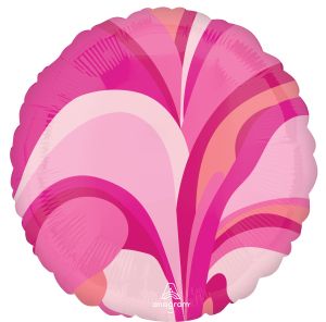 18" Vibrant Marble Pink Circle Balloon