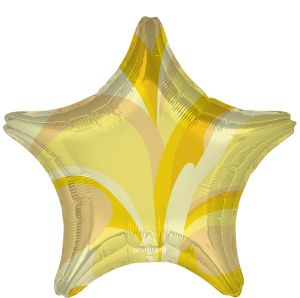 18" Vibrant Marble Gold Star Balloon