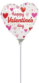 09" Happy Valentines Day Satin Dangling Hearts Balloon