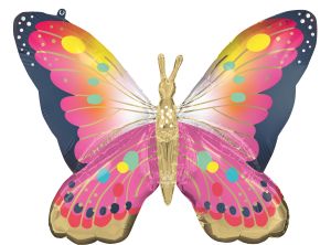 SuperShape Vibrant Pink Satin Butterfly Flutters Balloon