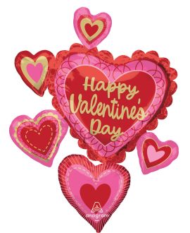 SuperShape Happy Valentines Day Scalloped Sweethearts Balloon