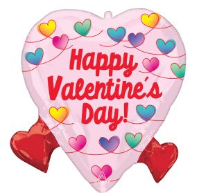 Standard Happy Valentines Day Infinite Knots with Red Hearts Balloon