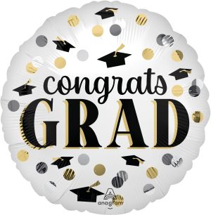 Standard Satin Timeless Polka Dots Congrats Grad Balloon