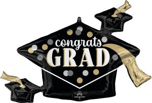 SuperShape Satin Timeless Polka Dots Congrats Grad Balloon