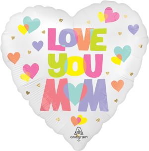 Standard Satin Playful Brights Love You Mom Balloon