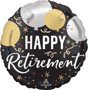 Standard Black Silver Gold Retirement Balloon