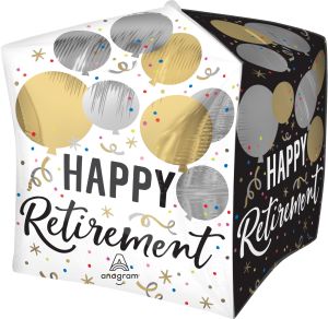 UltraShape Cubez Black Silver Gold Retirement Balloon