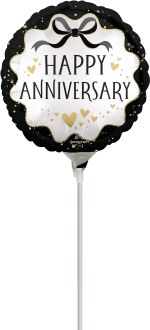 09" Satin Ribbon Curls Anniversary Balloon