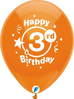 Funsational 12" 3rd Birthday Party Assortment (8pcs) Balloons