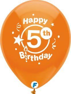 Funsational 12" 5th Birthday Party Assortment (8pcs) Balloons