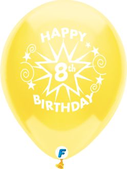 Funsational 12" 8th Birthday Star Assortment (8pcs) Balloons