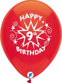 Funsational 12" 9th Birthday Star Assortment (8pcs) Balloons