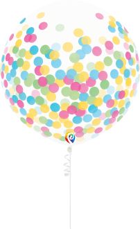 17" Clear Latex Balloon with Multi Color Confetti (3pcs)