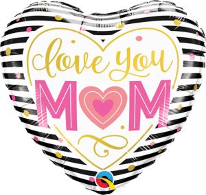 09" Love You M(Heart)M Stripes Heart Balloon