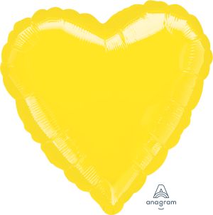 18" Metallic Yellow Heart (non-packaged) Balloon