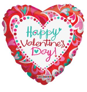 09" Happy Valentines Day Fancy Hearts Balloon