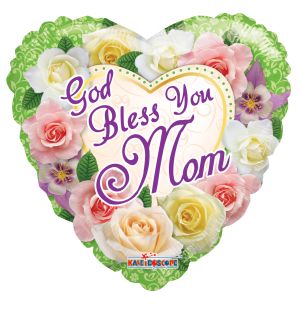 18" God Bless You Mom Flowers Balloon