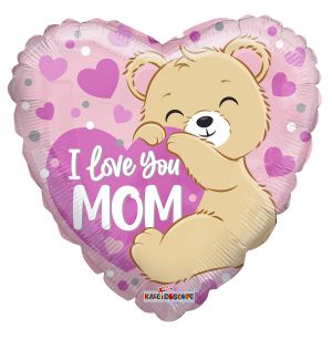 18" I Love You Mom Bear with Hearts Balloon