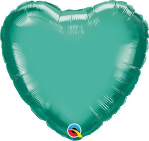 18" Chrome Green Heart Balloon