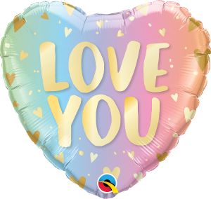 18" Love You Pastel Ombre and Hearts Balloon