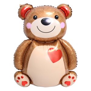 26" Teddy Bear with Red Heart Balloon