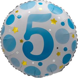 18" Age 5 Blue Dots Balloon Airise