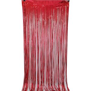 6.5ft x 3.25ft Fringe Curtain - Red