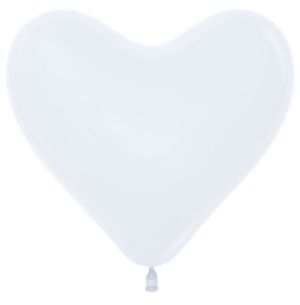 06" Fashion White Heart (50pcs) Sempertex Balloons