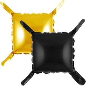 22" Square 2-sided Matte Black and Gold Balloon