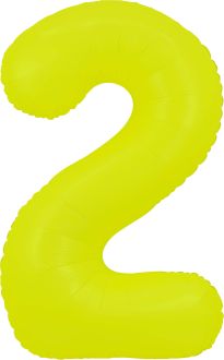34" Neon Yellow Number 2 Balloon