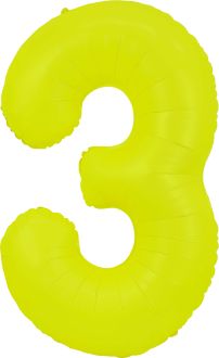 34" Neon Yellow Number 3 Balloon