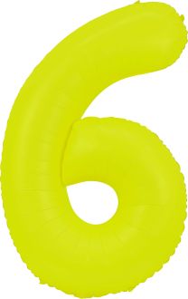 34" Neon Yellow Number 6 Balloon