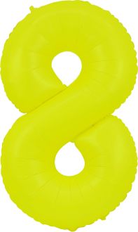 34" Neon Yellow Number 8 Balloon