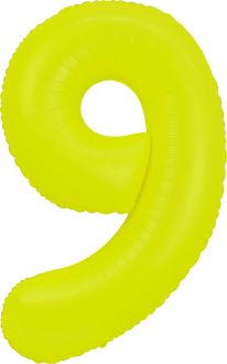 34" Neon Yellow Number 9 Balloon