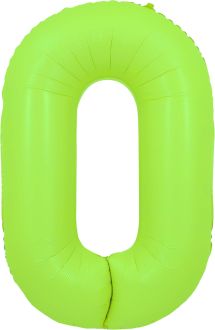 34" Neon Green Number 0 Balloon